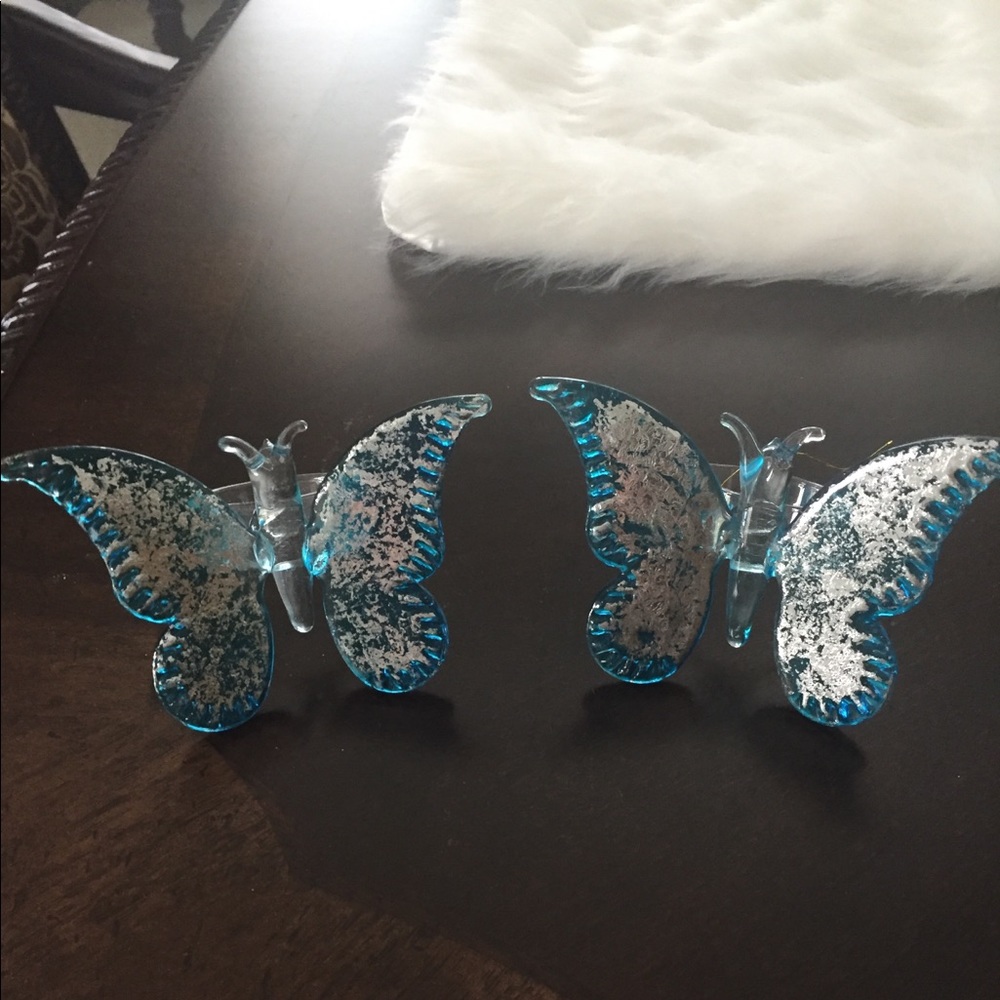 2 Glass Decorative Butterflies
